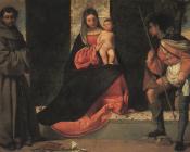 乔尔乔内 : Madonna with the Child, St Anthony of Padua and St Roch