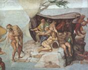 米开朗基罗 : Ceiling of the Sistine Chapel, Genesis, Noah 7-9, The Flood, right view
