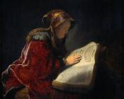 伦勃朗 - The Prophetess Anna (Rembrandt's Mother)