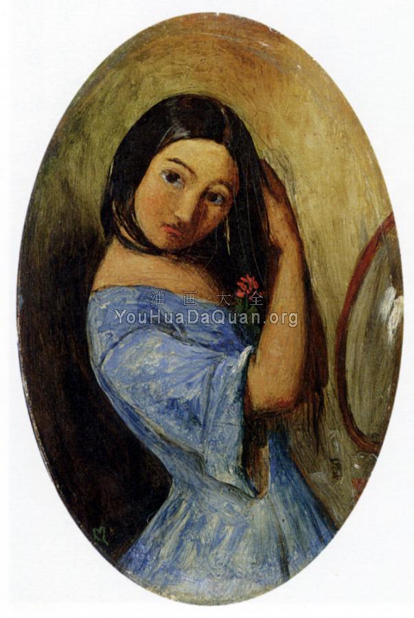 a young girl combing her hair - 约翰·埃弗里特·米莱斯