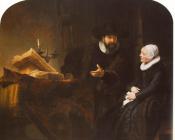 伦勃朗 - Portrait of the Mennonite preacher Cornelius Claesz Anslo and his wife Aeltje Gerritsdr Schouten