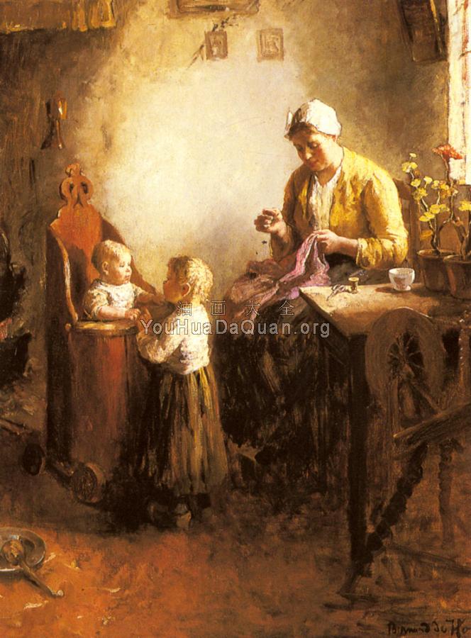 A Family In An Interior - 伯纳德·德·胡格 - 世界著名画家画作欣赏 - 油画艺术中心